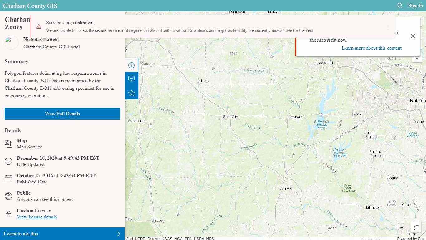 Chatham County - Law Response Zones | GIS Hub Site - Data Downloads