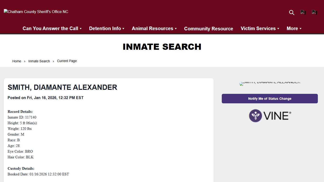 Inmate Search | Chatham County Sheriff’s Office NC